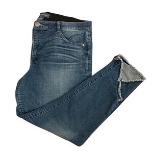 Democracy Absolution Skinny Jeans Womens 14 Medium Wash Tulip Frayed Hem Ankle